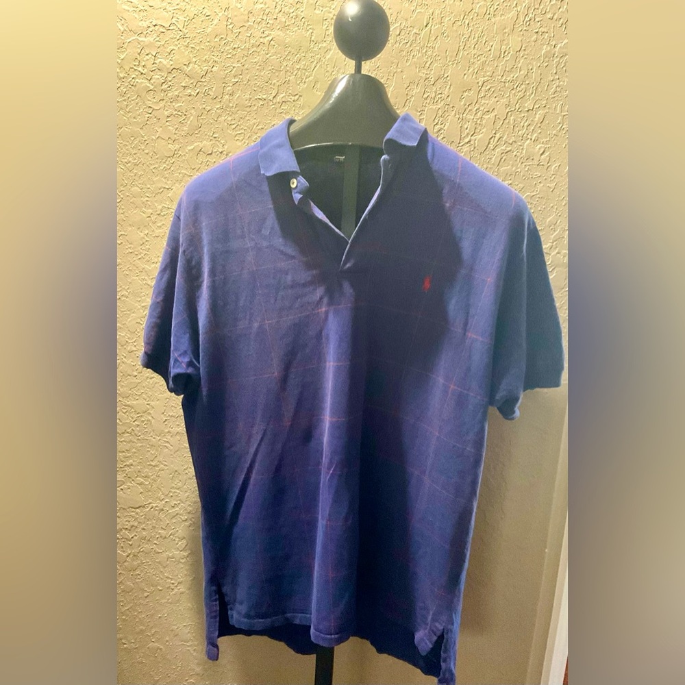 POLO RALPH LAUREN BLUE AND RED MEN’S POLO! SIZE XL